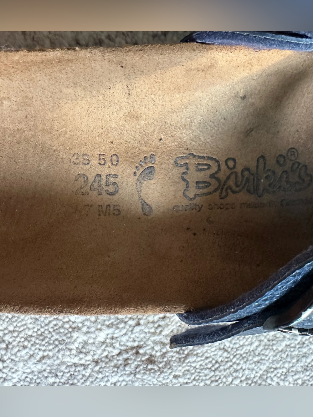 Birkenstock Women’s Navy Blue Leather Mary Jane clogs w Buckle size 38 (7.5 us) - Picture 11 of 11